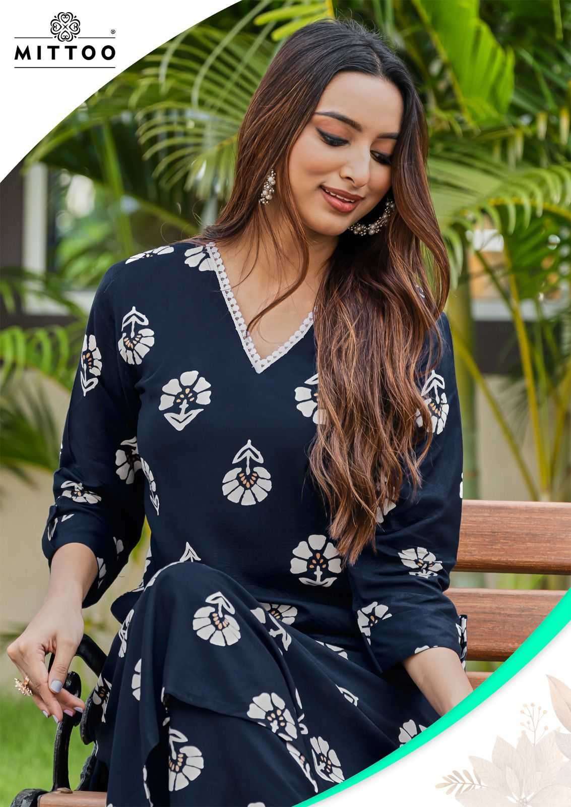 MITTOO PRESENTS SULEKHA UNIQUE STYLE PRINT RAYON READYMADE KURTI WITH PANT CATALOG WHOLESALER AND EXPORTER 