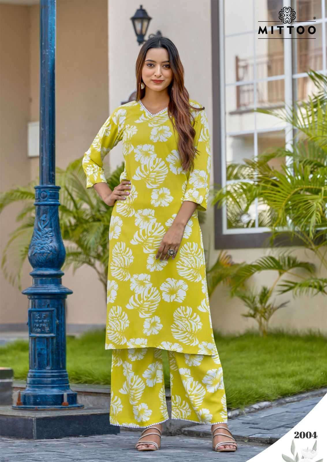 MITTOO PRESENTS SULEKHA UNIQUE STYLE PRINT RAYON READYMADE KURTI WITH PANT CATALOG WHOLESALER AND EXPORTER 