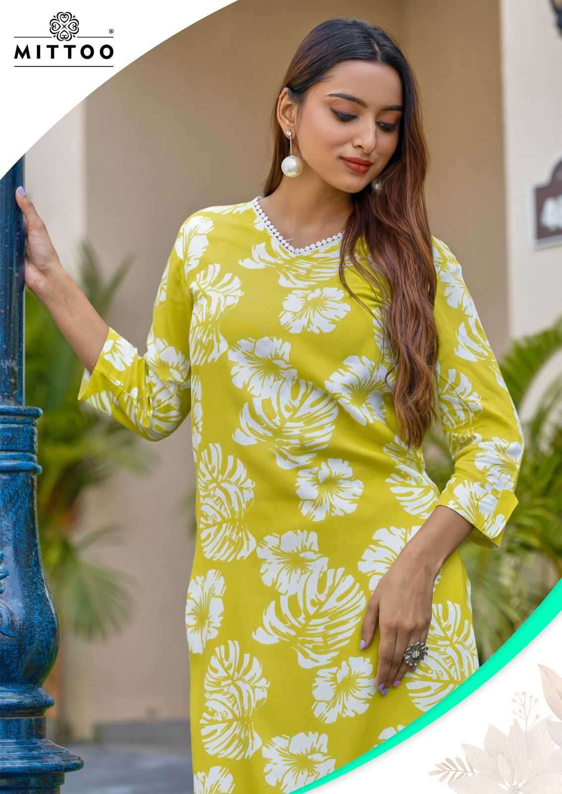MITTOO PRESENTS SULEKHA UNIQUE STYLE PRINT RAYON READYMADE KURTI WITH PANT CATALOG WHOLESALER AND EXPORTER 