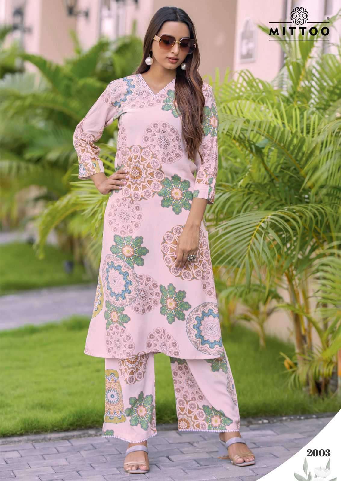 MITTOO PRESENTS SULEKHA UNIQUE STYLE PRINT RAYON READYMADE KURTI WITH PANT CATALOG WHOLESALER AND EXPORTER 