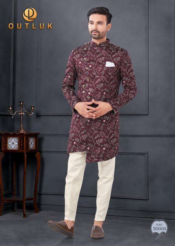 OUTLUK PRESENTS WEDDING COLLECTION VOL-30 SILK FASHIONABLE FULL STITCH MENS KURTA WITH PENT CATALOG WHOLESALER AND EXPORTER 