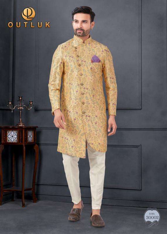 OUTLUK PRESENTS WEDDING COLLECTION VOL-30 SILK FASHIONABLE FULL STITCH MENS KURTA WITH PENT CATALOG WHOLESALER AND EXPORTER 