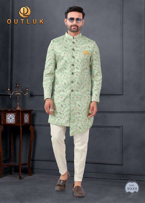 OUTLUK PRESENTS WEDDING COLLECTION VOL-30 SILK FASHIONABLE FULL STITCH MENS KURTA WITH PENT CATALOG WHOLESALER AND EXPORTER 