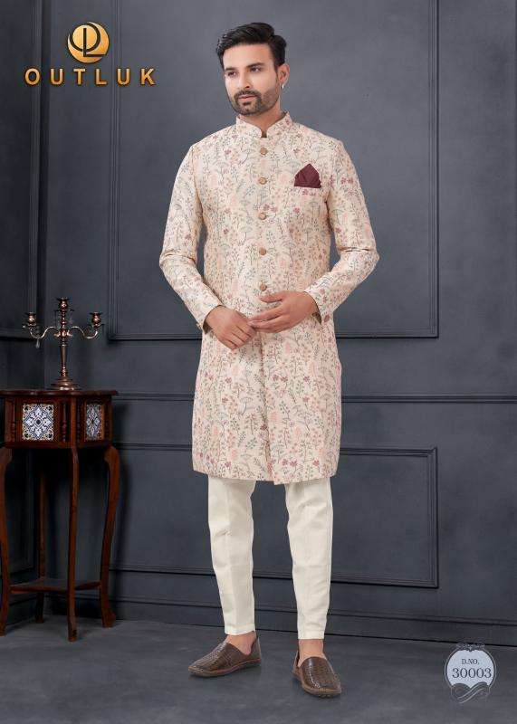 OUTLUK PRESENTS WEDDING COLLECTION VOL-30 SILK FASHIONABLE FULL STITCH MENS KURTA WITH PENT CATALOG WHOLESALER AND EXPORTER 