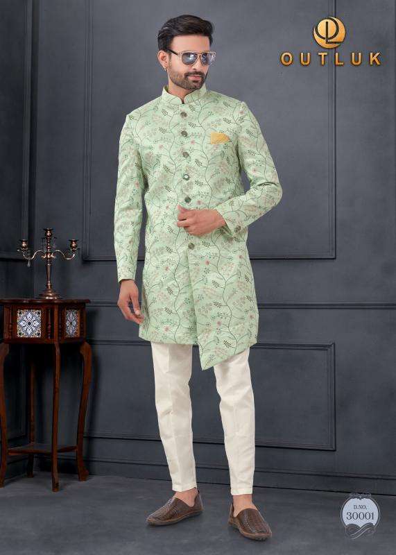 OUTLUK PRESENTS WEDDING COLLECTION VOL-30 SILK FASHIONABLE FULL STITCH MENS KURTA WITH PENT CATALOG WHOLESALER AND EXPORTER 