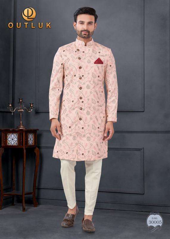 OUTLUK PRESENTS WEDDING COLLECTION VOL-30 SILK FASHIONABLE FULL STITCH MENS KURTA WITH PENT CATALOG WHOLESALER AND EXPORTER 