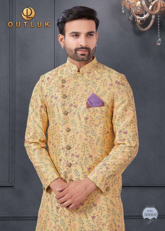 OUTLUK PRESENTS WEDDING COLLECTION VOL-30 SILK FASHIONABLE FULL STITCH MENS KURTA WITH PENT CATALOG WHOLESALER AND EXPORTER 
