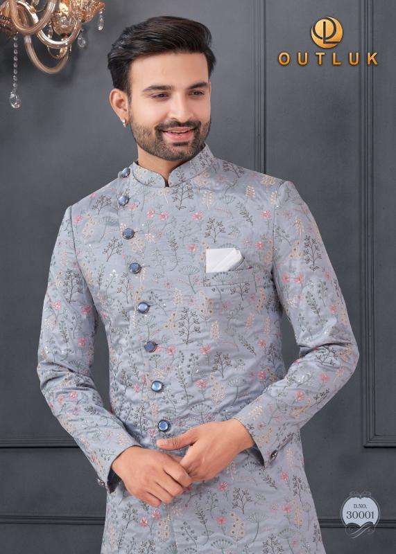 OUTLUK PRESENTS WEDDING COLLECTION VOL-30 SILK FASHIONABLE FULL STITCH MENS KURTA WITH PENT CATALOG WHOLESALER AND EXPORTER 
