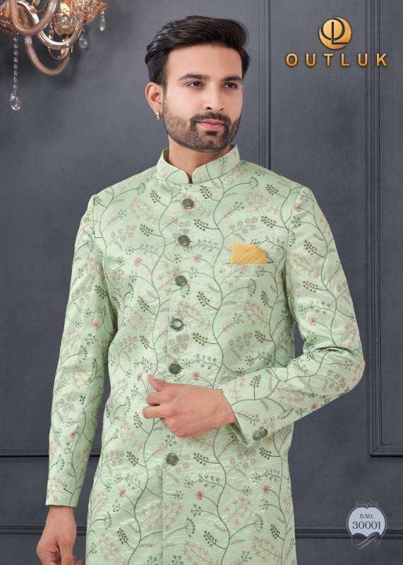 OUTLUK PRESENTS WEDDING COLLECTION VOL-30 SILK FASHIONABLE FULL STITCH MENS KURTA WITH PENT CATALOG WHOLESALER AND EXPORTER 