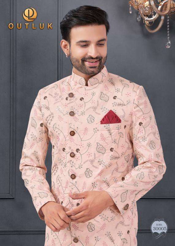 OUTLUK PRESENTS WEDDING COLLECTION VOL-30 SILK FASHIONABLE FULL STITCH MENS KURTA WITH PENT CATALOG WHOLESALER AND EXPORTER 