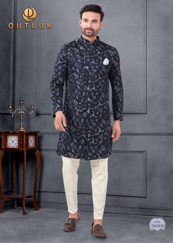 OUTLUK PRESENTS WEDDING COLLECTION VOL-30 SILK FASHIONABLE FULL STITCH MENS KURTA WITH PENT CATALOG WHOLESALER AND EXPORTER 