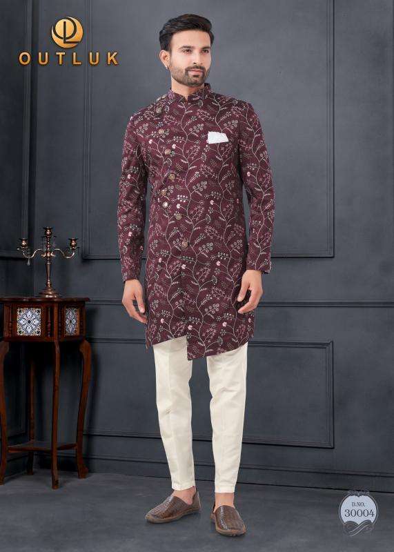 OUTLUK PRESENTS WEDDING COLLECTION VOL-30 SILK FASHIONABLE FULL STITCH MENS KURTA WITH PENT CATALOG WHOLESALER AND EXPORTER 