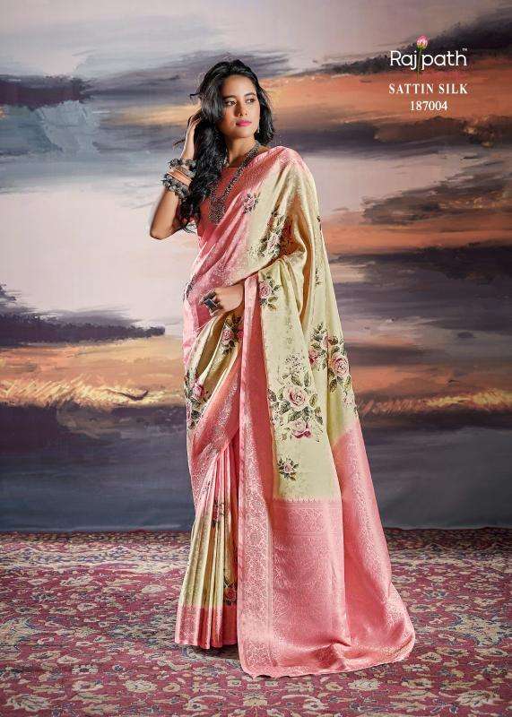 RAJPATH PRESENTS PRATISHTHA SILK 187001-187006 SATIN BEST SAREES CATALOG WHOLESALER AND EXPORTER 