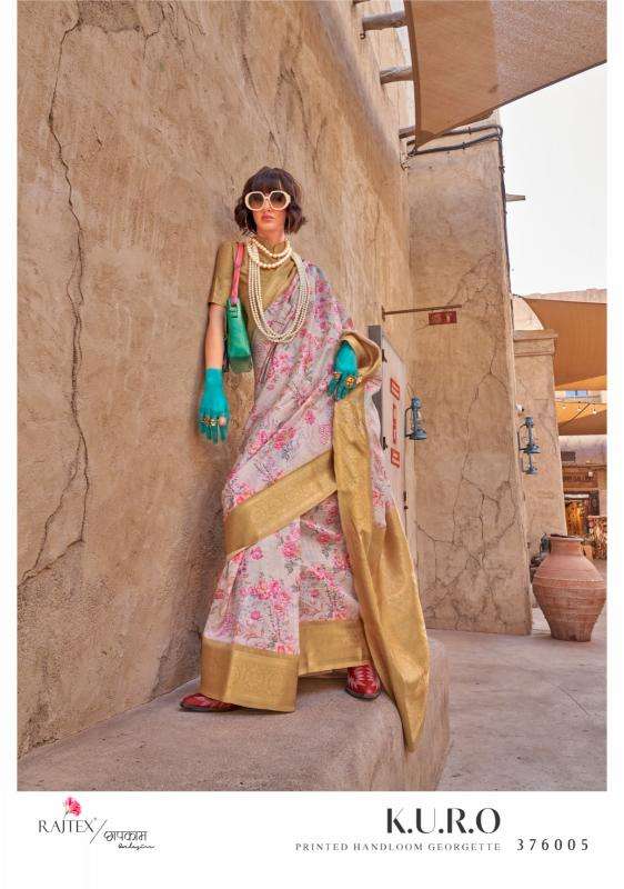 RAJTEX PRESENTS KURO HANDLOOM GEORGETTE POPULAR DESIGN SAREES CATALOG WHOLESALER AND EXPORTER 