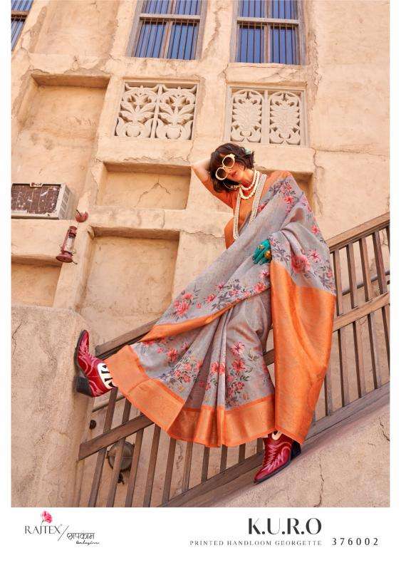 RAJTEX PRESENTS KURO HANDLOOM GEORGETTE POPULAR DESIGN SAREES CATALOG WHOLESALER AND EXPORTER 