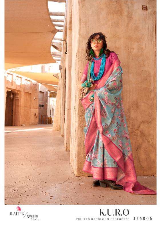 RAJTEX PRESENTS KURO HANDLOOM GEORGETTE POPULAR DESIGN SAREES CATALOG WHOLESALER AND EXPORTER 