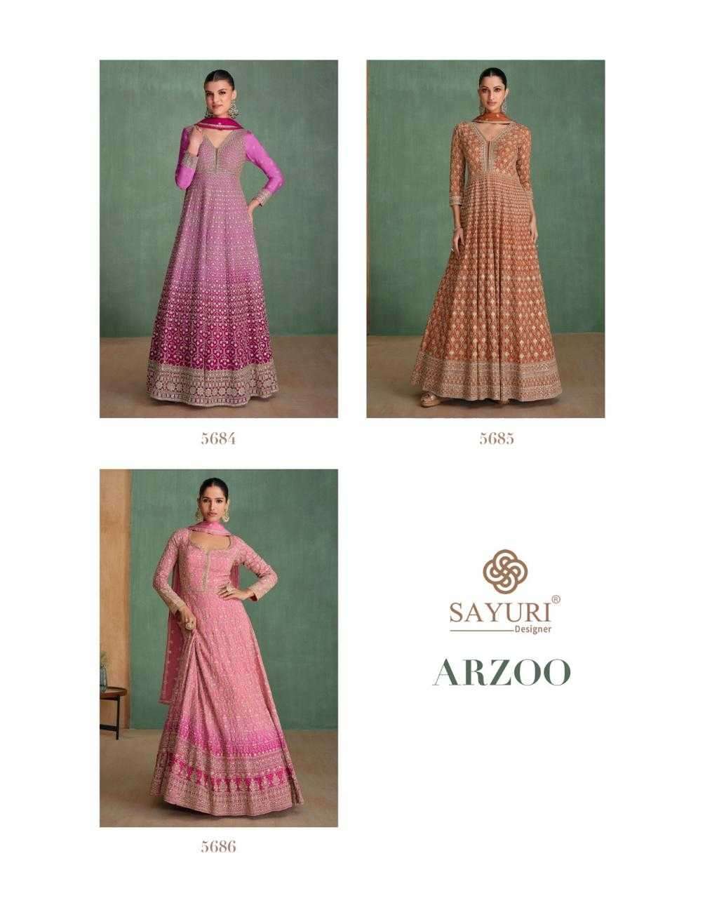 SAYURI DESIGNER PREENST ARZOO EMBROIDERY WORK GEORGETTE READYMADE GOWN SET CATALOG WHOLESALER AND EXPORTER 