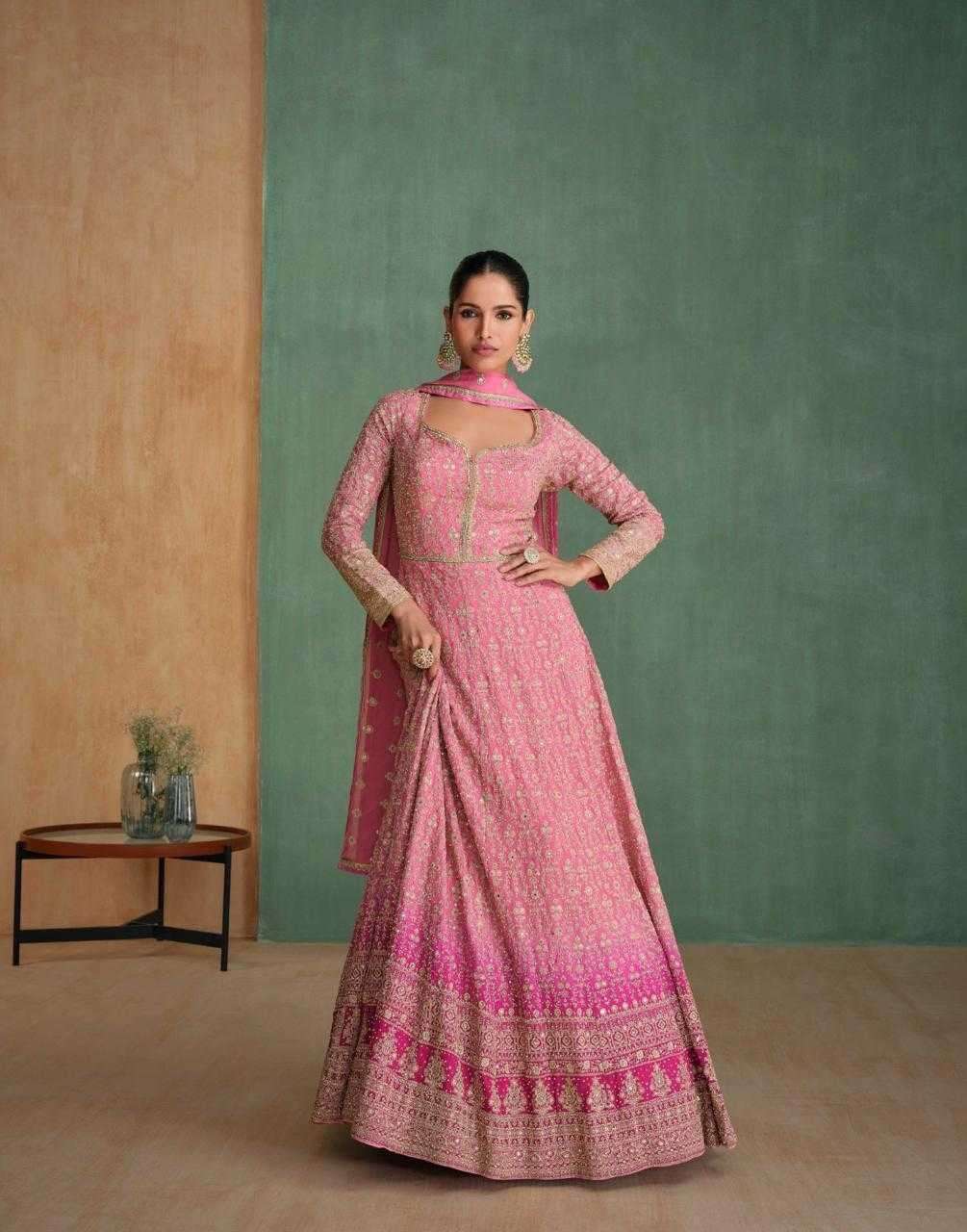 SAYURI DESIGNER PREENST ARZOO EMBROIDERY WORK GEORGETTE READYMADE GOWN SET CATALOG WHOLESALER AND EXPORTER 