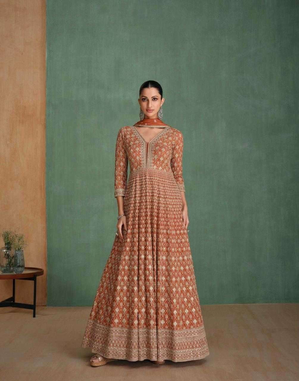 SAYURI DESIGNER PREENST ARZOO EMBROIDERY WORK GEORGETTE READYMADE GOWN SET CATALOG WHOLESALER AND EXPORTER 