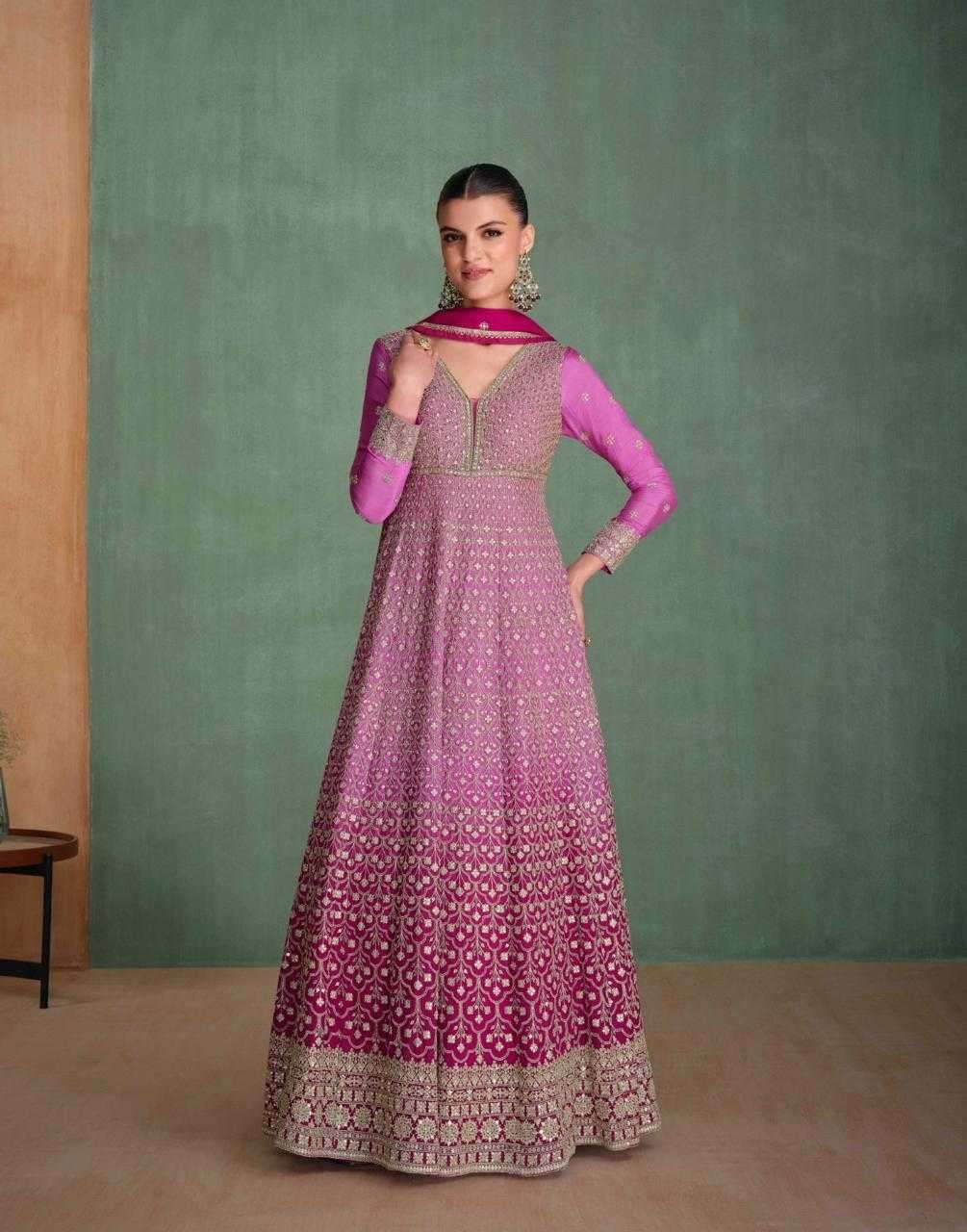 SAYURI DESIGNER PREENST ARZOO EMBROIDERY WORK GEORGETTE READYMADE GOWN SET CATALOG WHOLESALER AND EXPORTER 