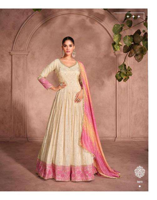 SAYURI DESIGNER PRESENTS GUNJAN VISCOSE JACQUARD SILK FESTIVAL WEAR READYMADE GOWN CATALOG WHOLESALER AND EXPORTER 