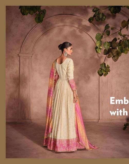 SAYURI DESIGNER PRESENTS GUNJAN VISCOSE JACQUARD SILK FESTIVAL WEAR READYMADE GOWN CATALOG WHOLESALER AND EXPORTER 