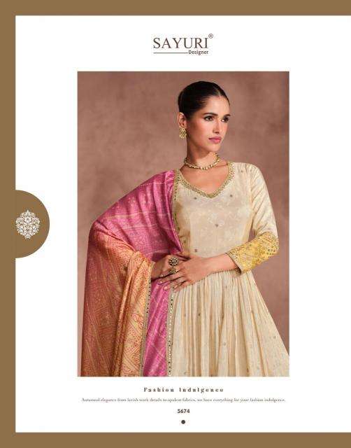 SAYURI DESIGNER PRESENTS GUNJAN VISCOSE JACQUARD SILK FESTIVAL WEAR READYMADE GOWN CATALOG WHOLESALER AND EXPORTER 