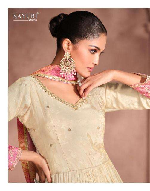 SAYURI DESIGNER PRESENTS GUNJAN VISCOSE JACQUARD SILK FESTIVAL WEAR READYMADE GOWN CATALOG WHOLESALER AND EXPORTER 