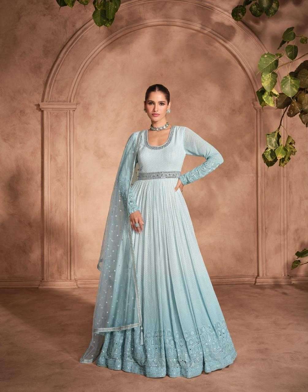 SAYURI DESIGNER PRESENTS IZHAR GEORGETTE FULLY STITCH TRADITIONAL GOWN CATALOG WHOLESALER AND EXPORTER 