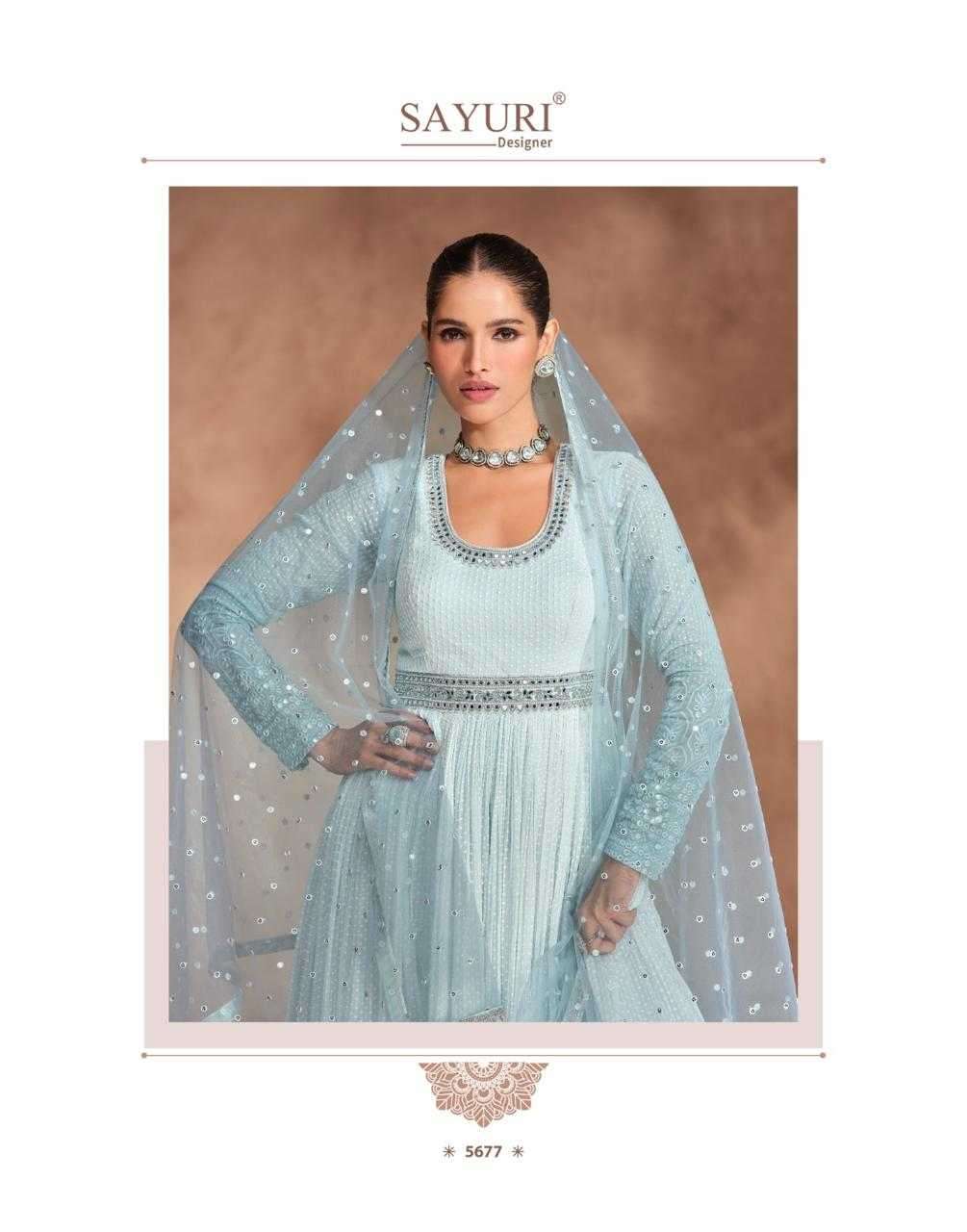 SAYURI DESIGNER PRESENTS IZHAR GEORGETTE FULLY STITCH TRADITIONAL GOWN CATALOG WHOLESALER AND EXPORTER 