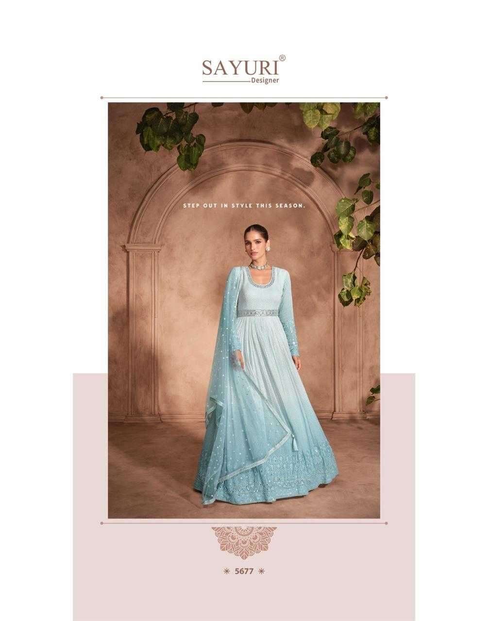 SAYURI DESIGNER PRESENTS IZHAR GEORGETTE FULLY STITCH TRADITIONAL GOWN CATALOG WHOLESALER AND EXPORTER 