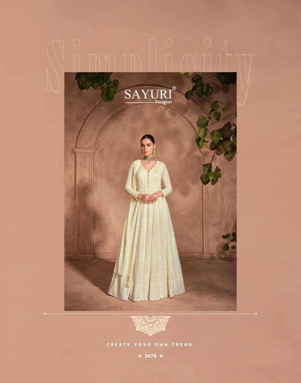 SAYURI DESIGNER PRESENTS IZHAR GEORGETTE FULLY STITCH TRADITIONAL GOWN CATALOG WHOLESALER AND EXPORTER 