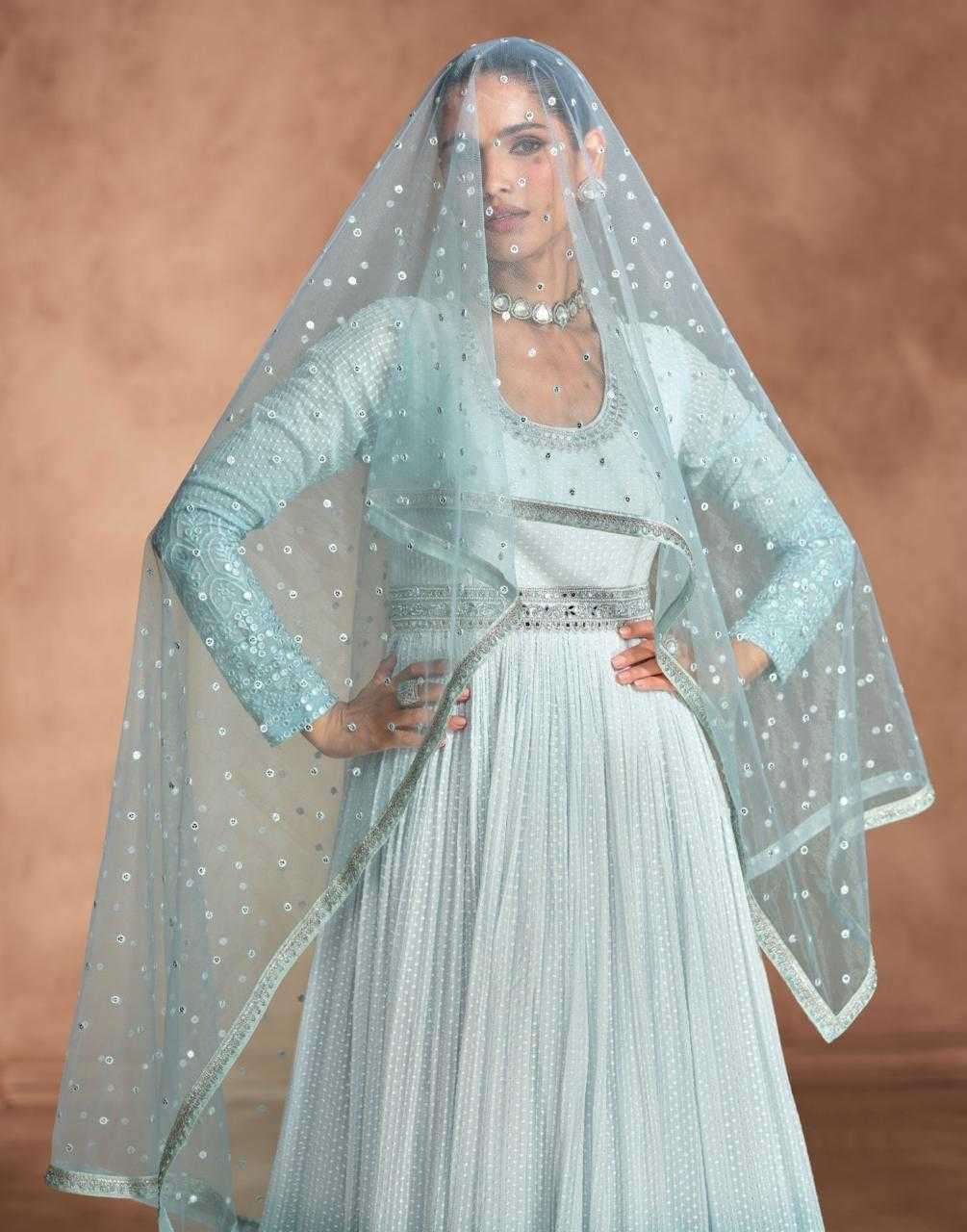 SAYURI DESIGNER PRESENTS IZHAR GEORGETTE FULLY STITCH TRADITIONAL GOWN CATALOG WHOLESALER AND EXPORTER 