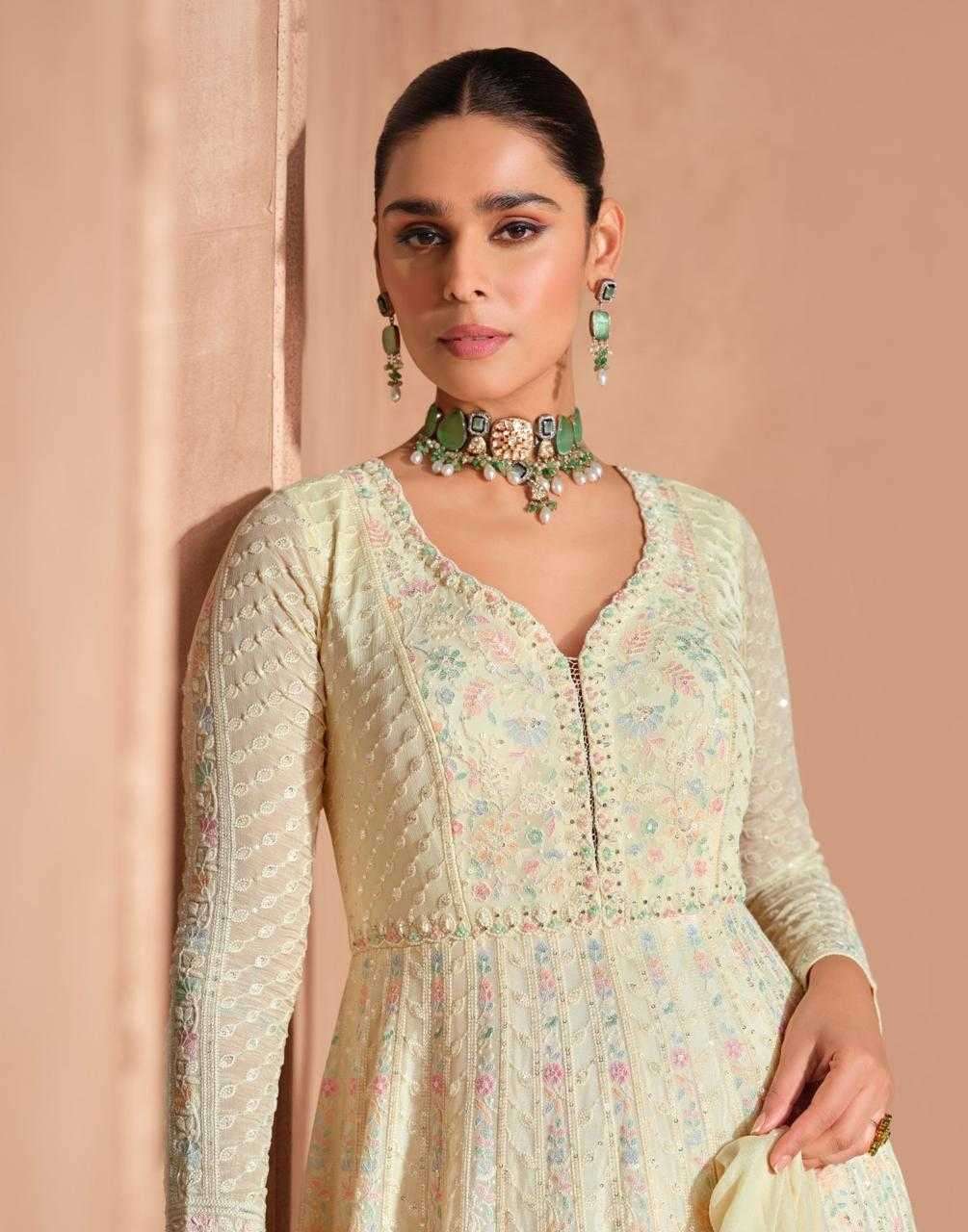 SAYURI DESIGNER PRESENTS IZHAR GEORGETTE FULLY STITCH TRADITIONAL GOWN CATALOG WHOLESALER AND EXPORTER 