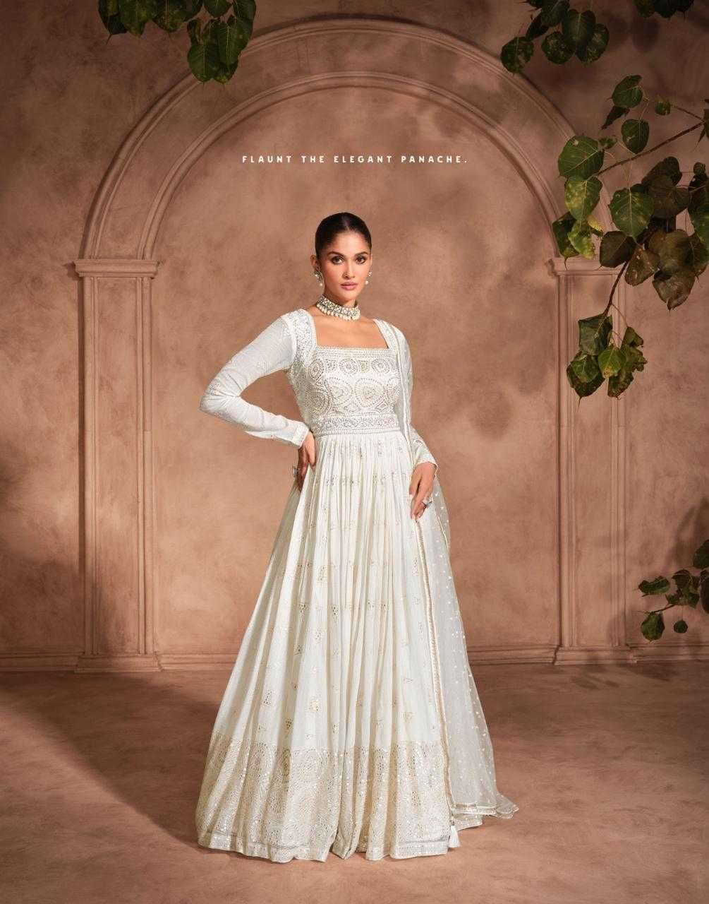 SAYURI DESIGNER PRESENTS IZHAR GEORGETTE FULLY STITCH TRADITIONAL GOWN CATALOG WHOLESALER AND EXPORTER 