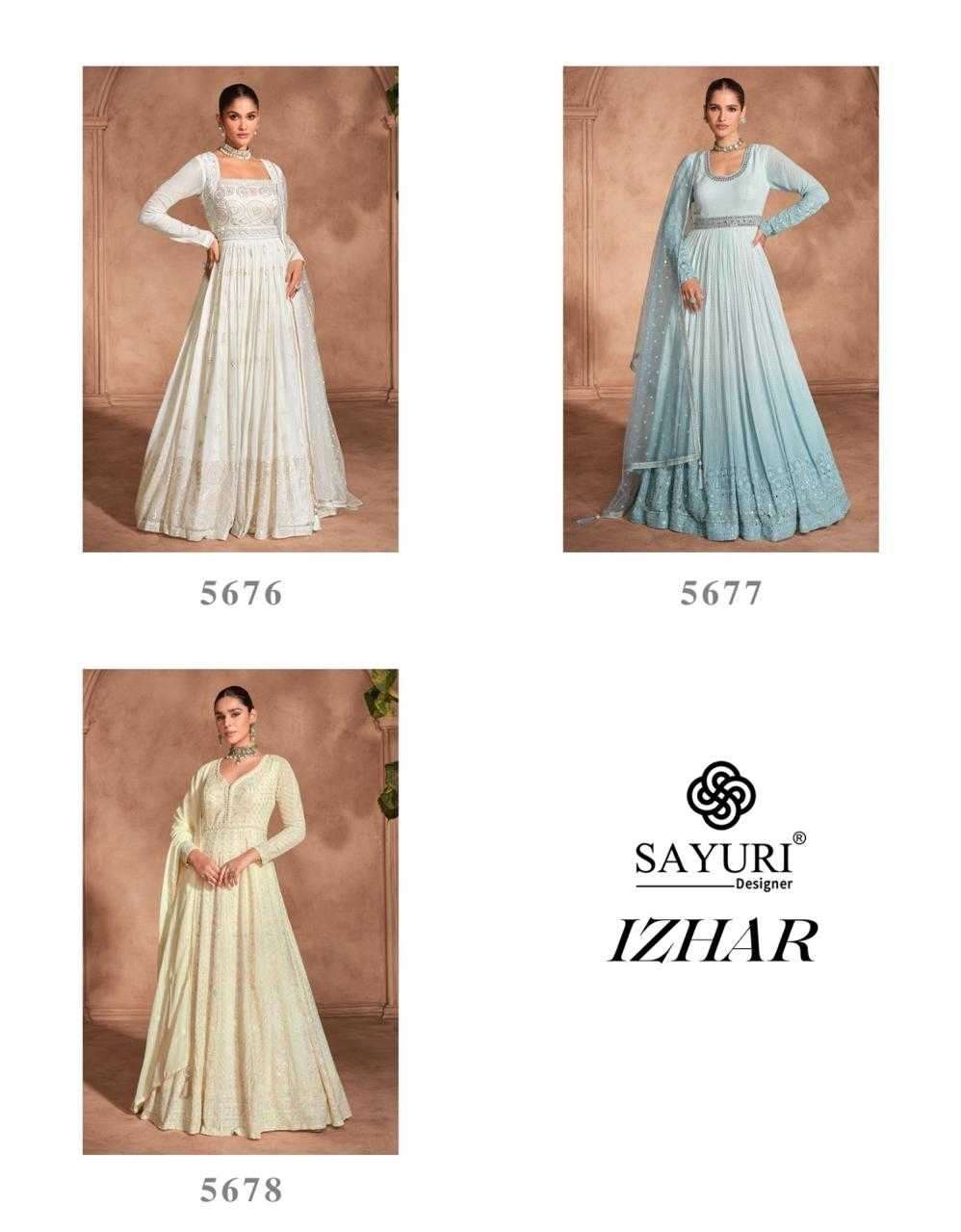 SAYURI DESIGNER PRESENTS IZHAR GEORGETTE FULLY STITCH TRADITIONAL GOWN CATALOG WHOLESALER AND EXPORTER 
