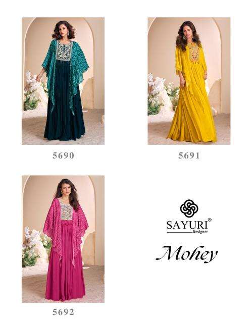 SAYURI DESIGNER PRESENTS MOHEY CHINON SILK READYMADE DESIGNER GOWN CATALOG WHOLESALER AND EXPORTER 