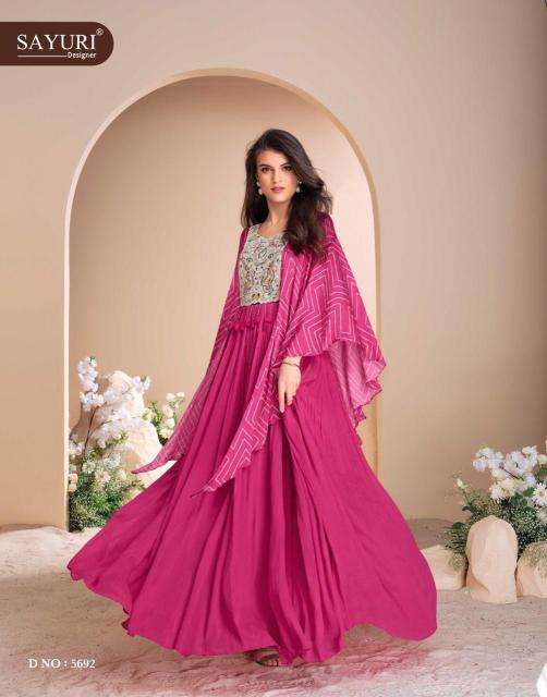 SAYURI DESIGNER PRESENTS MOHEY CHINON SILK READYMADE DESIGNER GOWN CATALOG WHOLESALER AND EXPORTER 