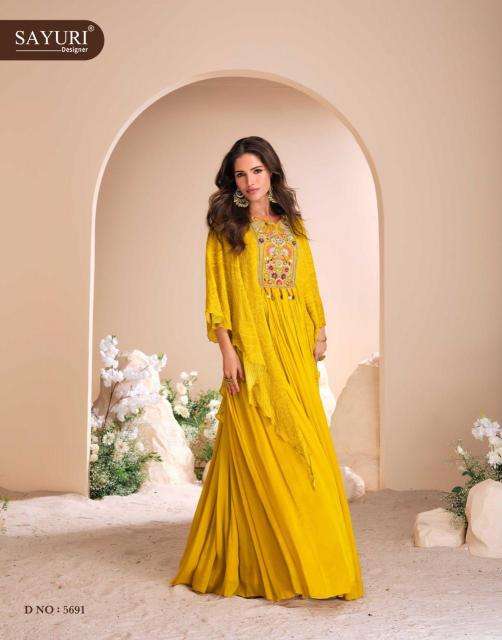 SAYURI DESIGNER PRESENTS MOHEY CHINON SILK READYMADE DESIGNER GOWN CATALOG WHOLESALER AND EXPORTER 