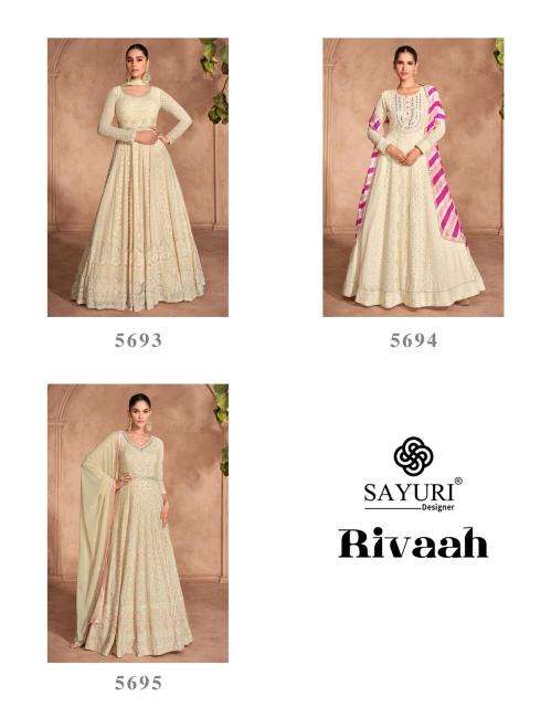 SAYURI DESIGNER PRESENTS RIVAAH CHIKANKARI GEORGETTE GOWN STYLE 3PCS READYMADE SALWAR SUITS CATALOG WHOLESALER AND EXPORTER IN SURAT 