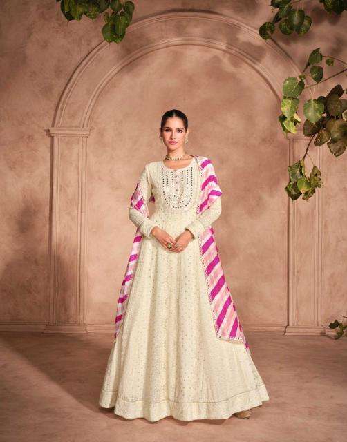 SAYURI DESIGNER PRESENTS RIVAAH CHIKANKARI GEORGETTE GOWN STYLE 3PCS READYMADE SALWAR SUITS CATALOG WHOLESALER AND EXPORTER IN SURAT 