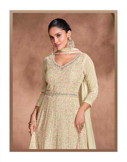SAYURI DESIGNER PRESENTS RIVAAH CHIKANKARI GEORGETTE GOWN STYLE 3PCS READYMADE SALWAR SUITS CATALOG WHOLESALER AND EXPORTER IN SURAT 