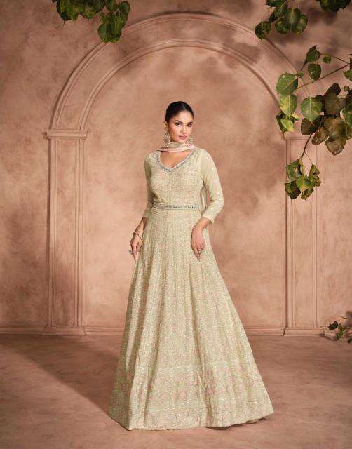 SAYURI DESIGNER PRESENTS RIVAAH CHIKANKARI GEORGETTE GOWN STYLE 3PCS READYMADE SALWAR SUITS CATALOG WHOLESALER AND EXPORTER IN SURAT 