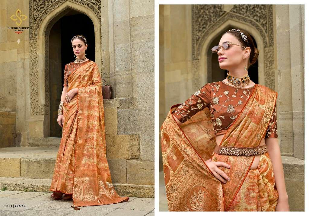 SHUBH SHREE CREATION PRESENTS SPOTLIGHT DIGITAL PRINT JACQUARD SAREES CATALOG WHOLESALER AND EXPORTER 