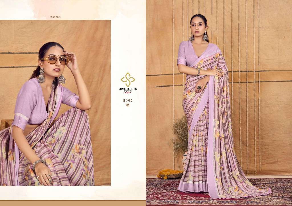 SHUBH SHREE CREATION PRESENTS TIRAMISU VOL-3 UNIQUE PRINT CHIFFON SAREES CATALOG WHOLESALER AND EXPORTER 