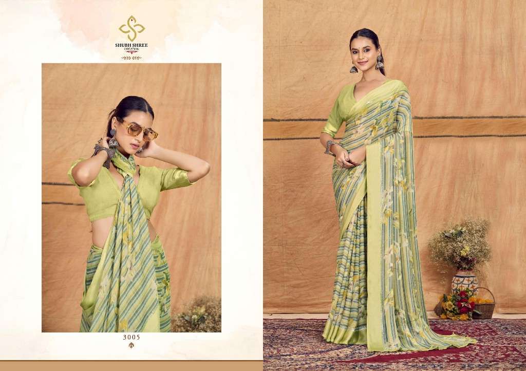 SHUBH SHREE CREATION PRESENTS TIRAMISU VOL-3 UNIQUE PRINT CHIFFON SAREES CATALOG WHOLESALER AND EXPORTER 