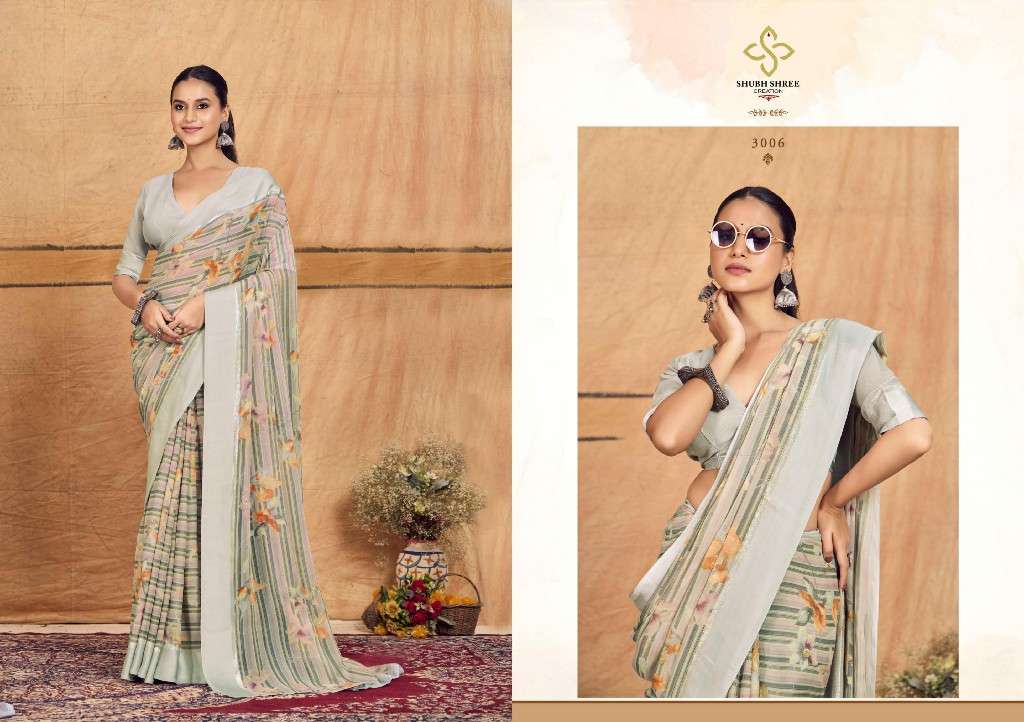 SHUBH SHREE CREATION PRESENTS TIRAMISU VOL-3 UNIQUE PRINT CHIFFON SAREES CATALOG WHOLESALER AND EXPORTER 