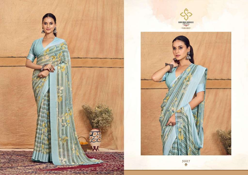 SHUBH SHREE CREATION PRESENTS TIRAMISU VOL-3 UNIQUE PRINT CHIFFON SAREES CATALOG WHOLESALER AND EXPORTER 