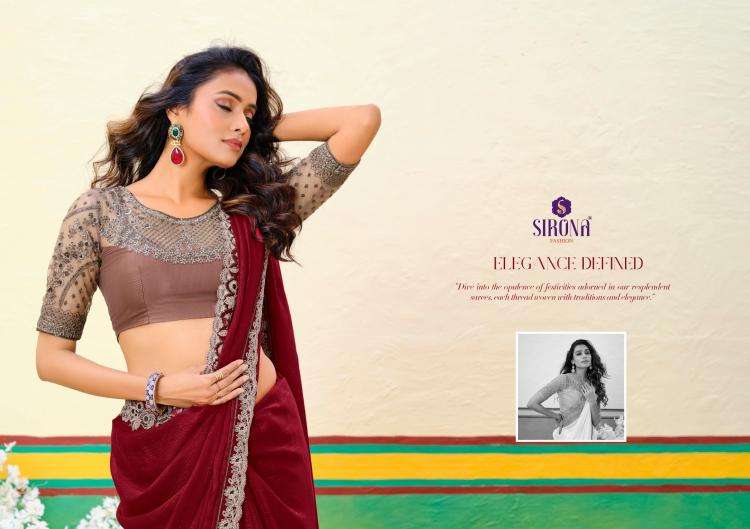 SIRONA FASHION PRESENTS ARISAA GEORGETTE ZARI SIMMER DESIGNER SAREE CATALOG WHOLESALER AND  EXPORTER 