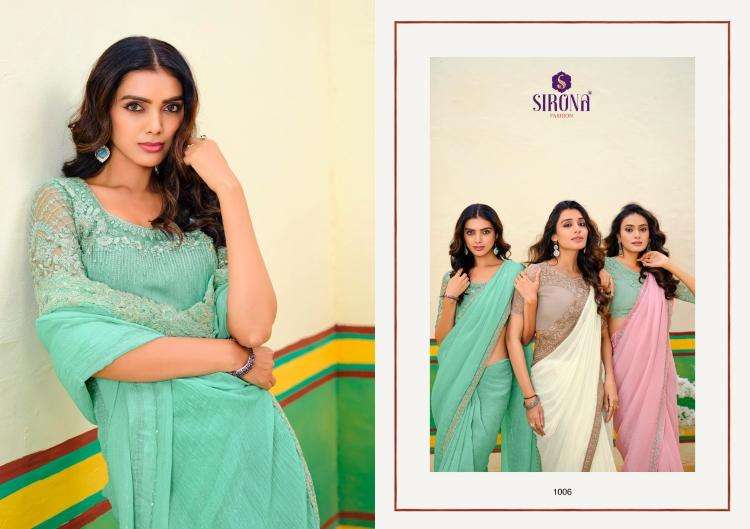 SIRONA FASHION PRESENTS ARISAA GEORGETTE ZARI SIMMER DESIGNER SAREE CATALOG WHOLESALER AND  EXPORTER 